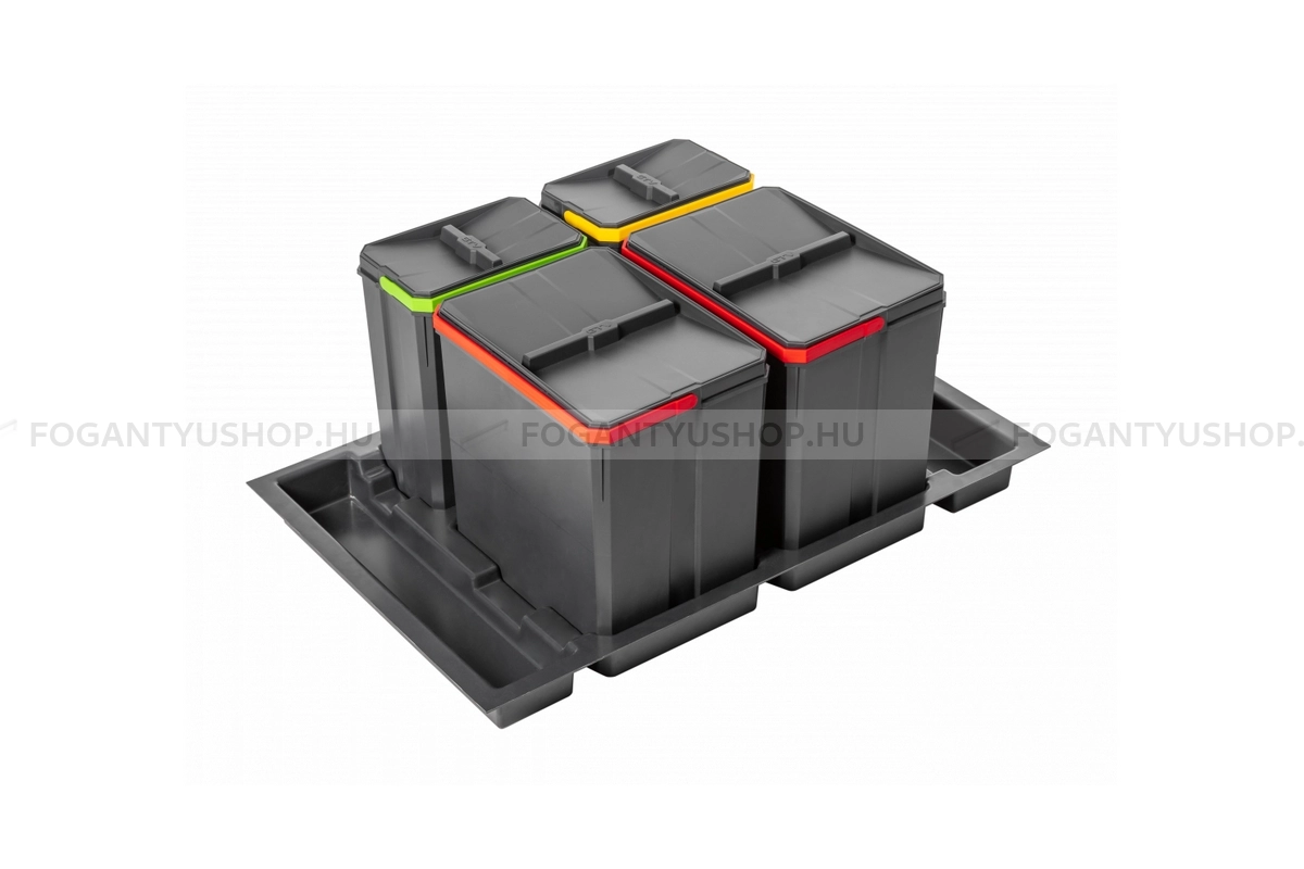 GTV Hulladékgyűjtő AxiSpace 800mm, mozgatórendszer nélkül, 2x15L, 2x7L edényekkel, tálcával, fedelekkel - Szürke - Beépíthető szelektív kuka, hulladéktároló