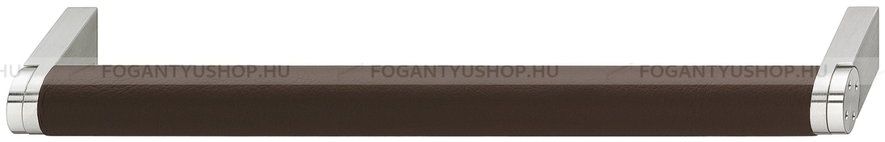 HAFELE Fogantyú - 112.48 Sötétbarna - Ezüst inox (szálcsiszolt) SNiL, Sötétbarna bőr  - Márvány, Bőr - Bőrrel kombinált fém bútorfogantyú