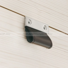HAFELE Bútor fogantyú - 32 mm - 110.76 - Ezüst inox (szálcsiszolt) - Sötétbarna bőr - Zink fém ötvözet - Bőr