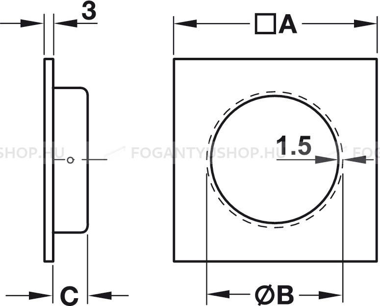 HAFELE Fogantyú - 155.01 - Ezüst inox (szálcsiszolt) - Tolóajtó bemarható fogantyú (tolóajtókagyló)