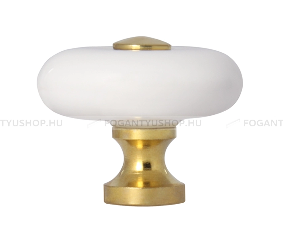 HAFELE Fogantyú - 130.51 - Fényes arany - Fehér - Porcelán, porcelánnal kombinált antikolt fém gombfogantyú