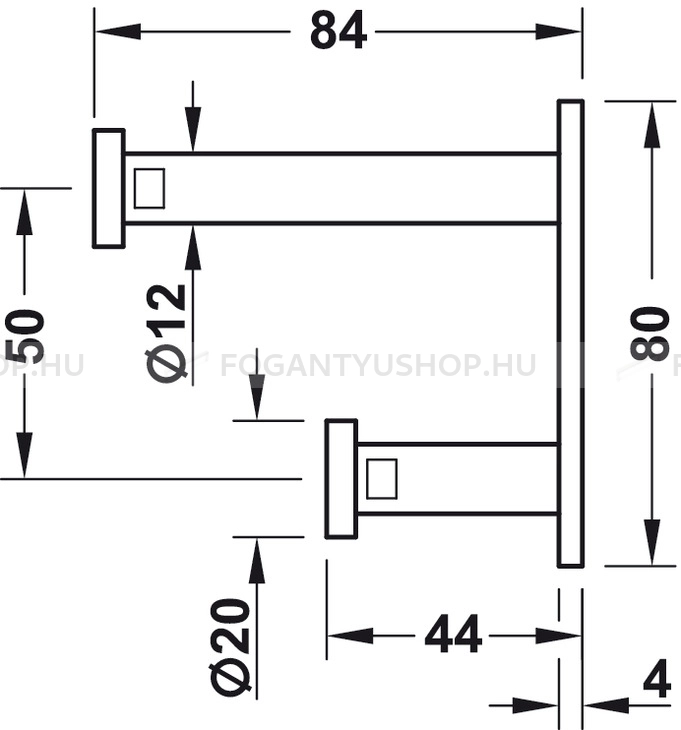 HAFELE---Fogas---844.71---Ezust-inox-(szalcsiszolt)---Dupla-akasztos-fogas