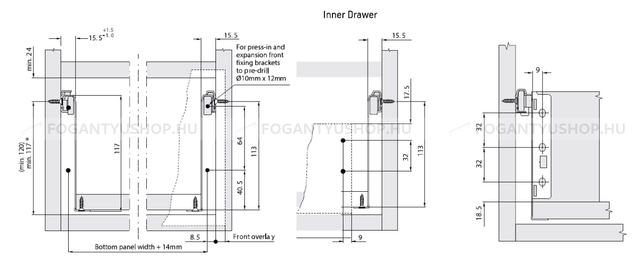 HARN-IMPAZ---Femoldalas-fiok-reszleges-kihuzasu-117x450mm-(432045)---Feher-porfestett-acel