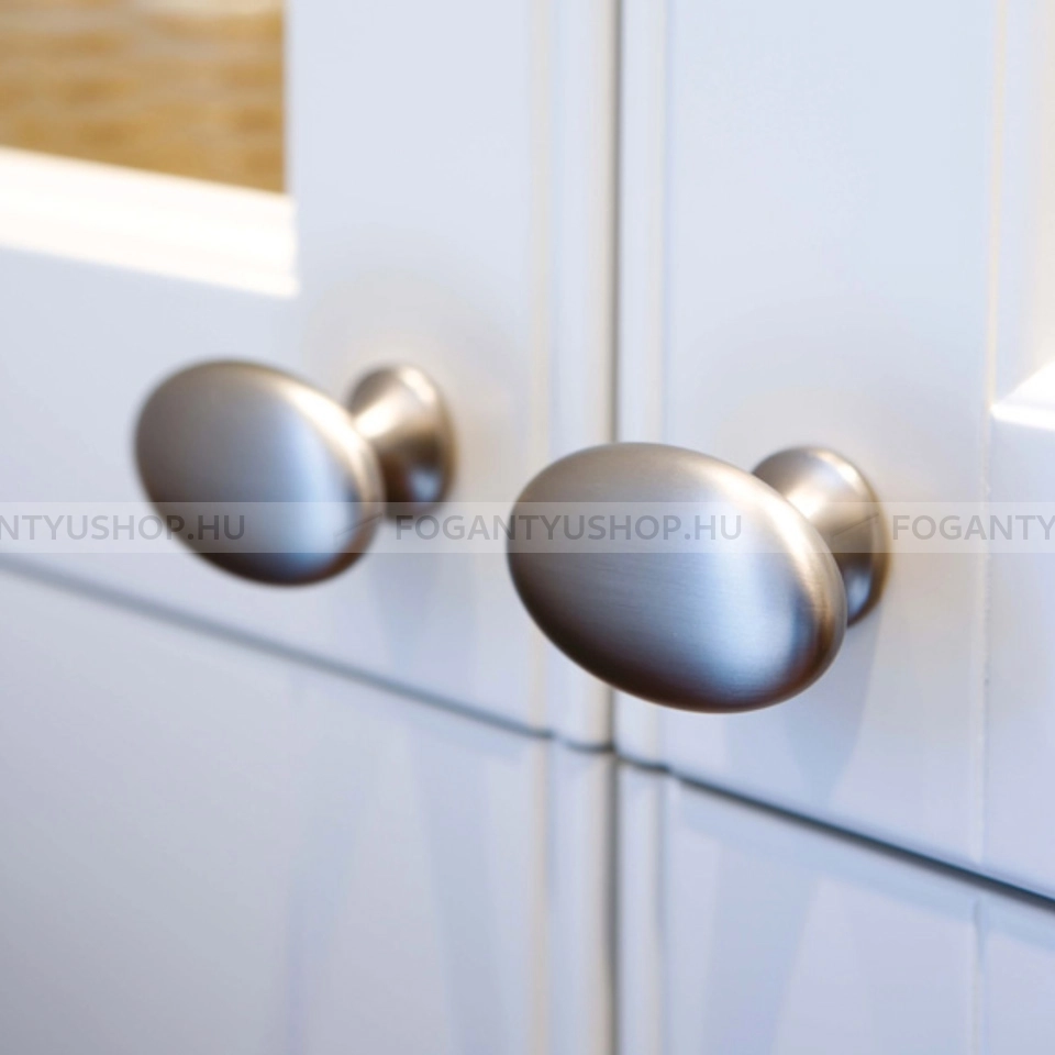 FURNIPART Gombfogantyú - OVAL SIMPLE SNiL SNiL SNiL - 1 furatos - Ezüst inox (szálcsiszolt) SNiL - Zamak fém ötvözet - Fém gombfogantyú, bútorgomb (szögletes, kerek)