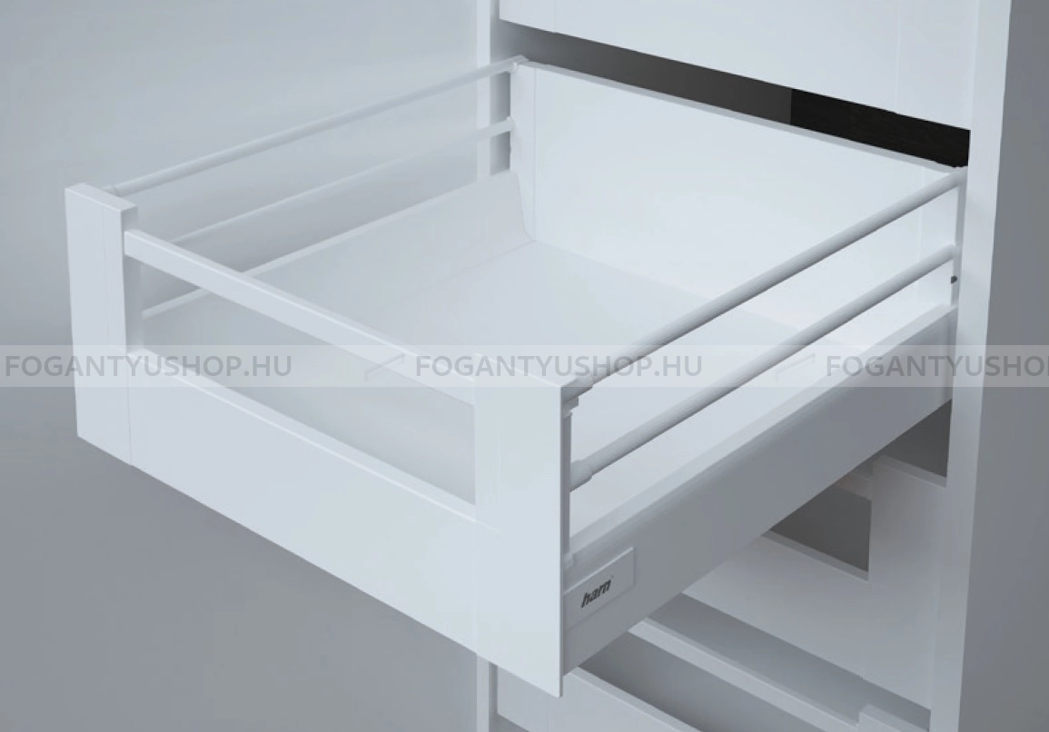HARN-RITMA-CUBE-H---Duplafalu-femoldalas-belso-fiok-dupla-kerek-oldalkorlattal-83x500mm-max.-35kg---Feher-porfestett-acel