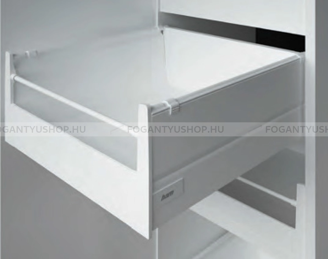 HARN-RITMA-CUBE-HSE---Duplafalu-femoldalas-belso-fiok-kerek-korlattal-magas-oldallal-83x450mm-max.60kg---Feher-porfestett-acel