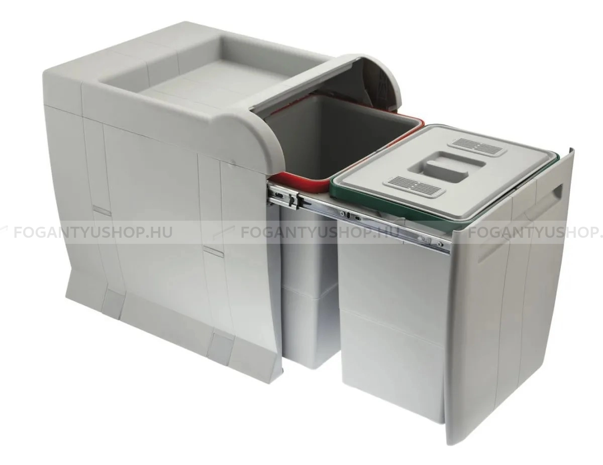 ELLETIPI CITY BOX Kihúzható szelektív kuka hulladéktároló 2 rekeszes 2x18 liter - Beépíthető szelektív kuka, hulladéktároló