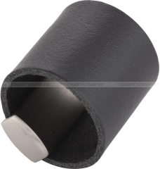 FURNIPART Fogantyú DRUM - 32 mm - Ezüst inox (szálcsiszolt) - Fekete bőr  - Zamak fém ötvözet - Bőr