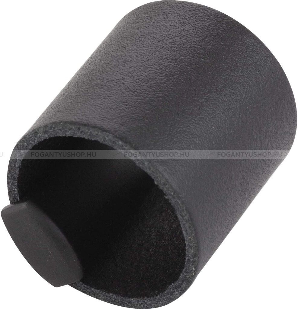 FURNIPART Bútorfogantyú - DRUM 32 Festett - Fekete - fekete 102/9005 - Zamak fém ötvözet, Bőr - Bőrrel kombinált fém bútorfogantyú