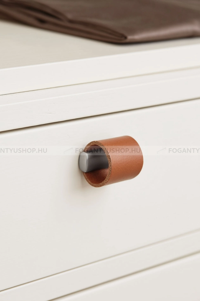 FURNIPART-Fogantyu-DRUM---Ezust-inox-(szalcsiszolt)---Vilagosbarna-bor---Borrel-kombinalt-fem-butorfogantyu