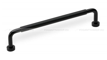 FURNIPART Fogantyú LOUNGE - 160 mm - Festett fekete - Fekete bőr  - Inox / Rozsdamentes acél - Bőr
