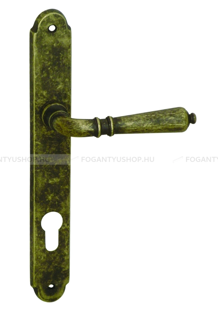 MAESTRO-VALENTINA---Hosszucimes-belteri-ajtokilincs-kilincs-zar-tav.:-90mm-(Elzett-zarhoz)---Patinas-rez