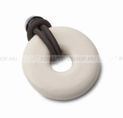 TOMURCUK Bútor fogantyú 4000 - 1 furatos - Festett fekete - Fehér - Fekete bőr  - Zamak fém ötvözet - Porcelán - Bőr