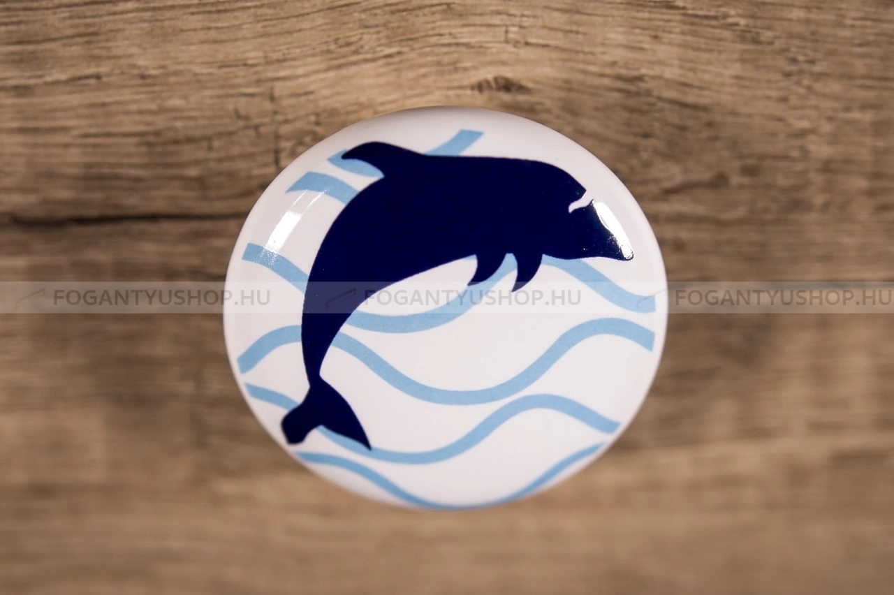TOMURCUK Bútor fogantyú - Gyerek B 107 DELFIN FTB107DELFIN - 1 furatos - Porcelán - Mesefigurás, állatos gyerekbútor fogantyú
