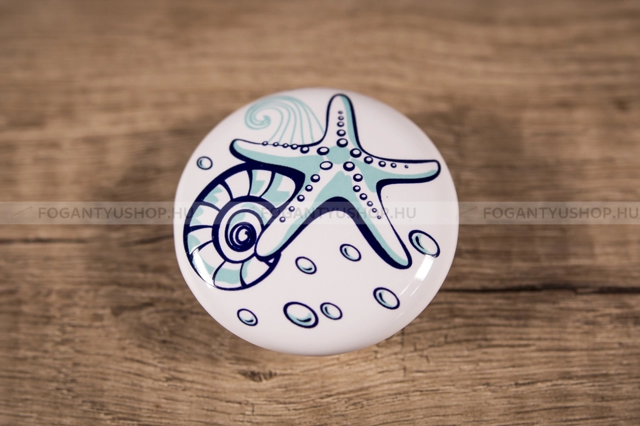 TOMURCUK Fogantyú - Gyerek tengeri csillag B 106 - 1 furatos - Porcelán - Színes gyerekbútor fogantyú