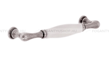 GIUSTI Fogantyú - 96 mm - FG.M62010015G - Fehér - Antik ezüst - Zamak fém ötvözet - Porcelán