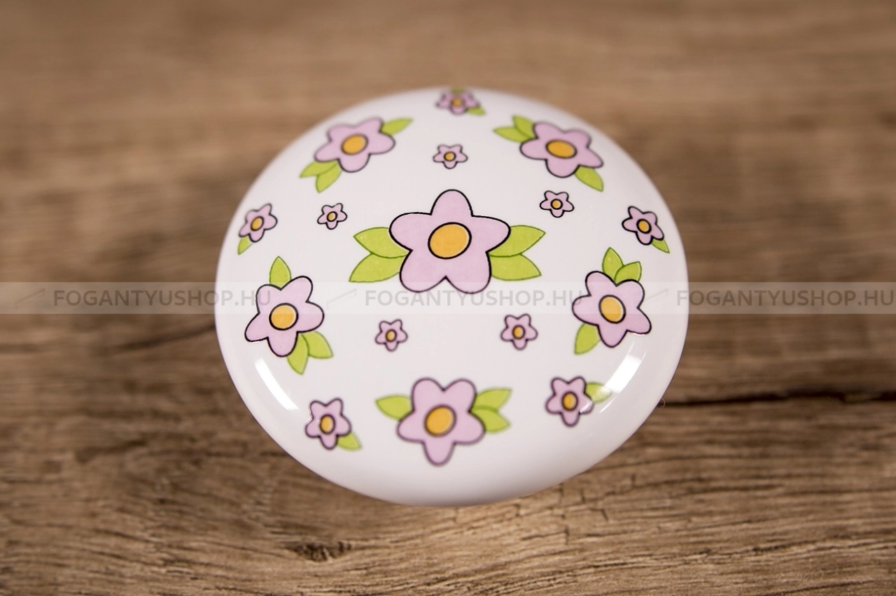 TOMURCUK Fogantyú - Gyerek virágok B-155 - 1 furatos - Porcelán - Színes gyerekbútor fogantyú