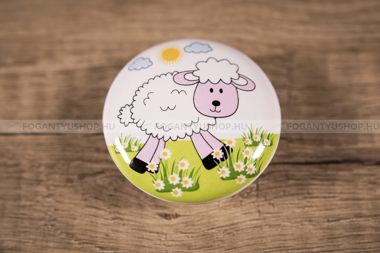 TOMURCUK Bútorfogantyú - Gyerek B 147 BÁRÁNY FTB147BÁRÁNY - 1 furatos - Porcelán - Mesefigurás, állatos gyerekbútor fogantyú