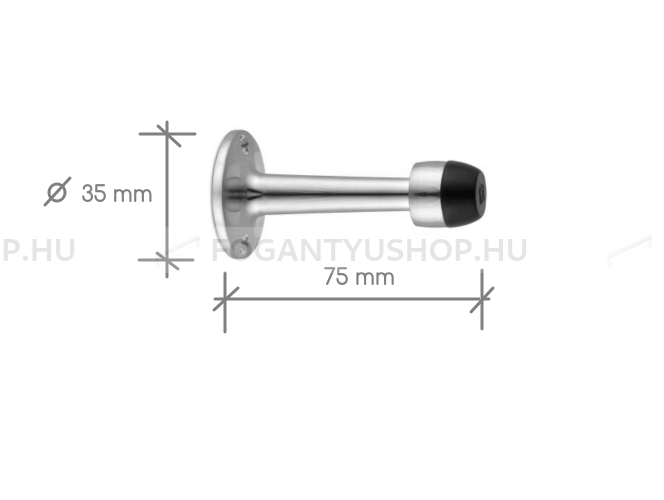 BUSSARE-Ajtoutkozo-ajtostop---Falra-szerelheto-(G004)---Szalcsiszolt-antik-bronz-szinu-zamak-fekete-gumi