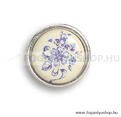 GIUSTI Fogantyú - FG.P08010515 - Antik ezüst - Porcelán, porcelánnal kombinált antikolt fém gombfogantyú