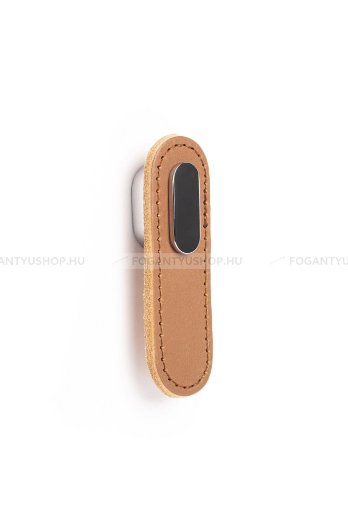 VIEFE Fogantyú - OBLONG Világosbarna P2601 P2601 P2601 - Bézs bőr + polírozott króm P2601 - Zamak fém ötvözet, Bőr - Bőrrel kombinált fém bútorfogantyú