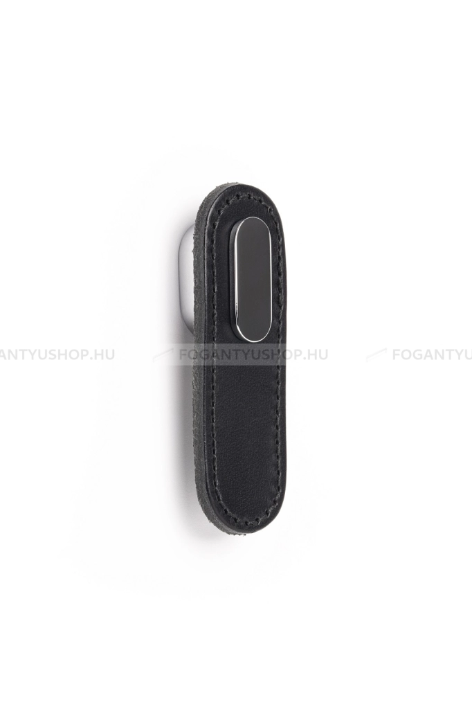 VIEFE Bútorfogantyú - OBLONG P9901 P9901 P9901 - Fekete bőr + polírozott króm P9901 - Zamak fém ötvözet, Bőr - Bőrrel kombinált fém bútorfogantyú