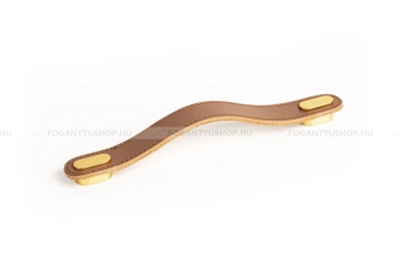 VIEFE Fogantyú Fogantyú OBLONG - 160 mm - Világosbarna bőr - Szálcsiszolt arany - Zamak fém ötvözet - Bőr - Bőrrel  - 160 mm -  - Zamak fém ötvözet - Bőr