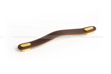 VIEFE Fogantyú Fogantyú OBLONG - 160 mm - Barna bőr - Szálcsiszolt arany - Zamak fém ötvözet - Bőr - Bőrrel kombiná - 160 mm -  - Zamak fém ötvözet - Bőr