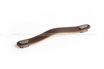 VIEFE Fogantyú Fogantyú OBLONG - 160 mm - Barna bőr - Csiszolt antracit - Zamak fém ötvözet - Bőr - Bőrrel kombinál - 160 mm -  - Zamak fém ötvözet - Bőr