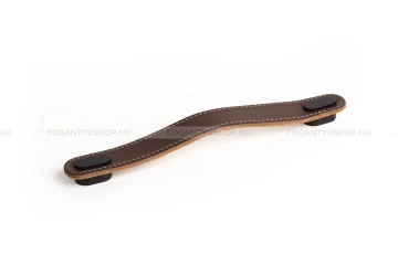 VIEFE Bútor fogantyú OBLONG - 160 mm - Festett fekete - Barna bőr - Zamak fém ötvözet - Bőr