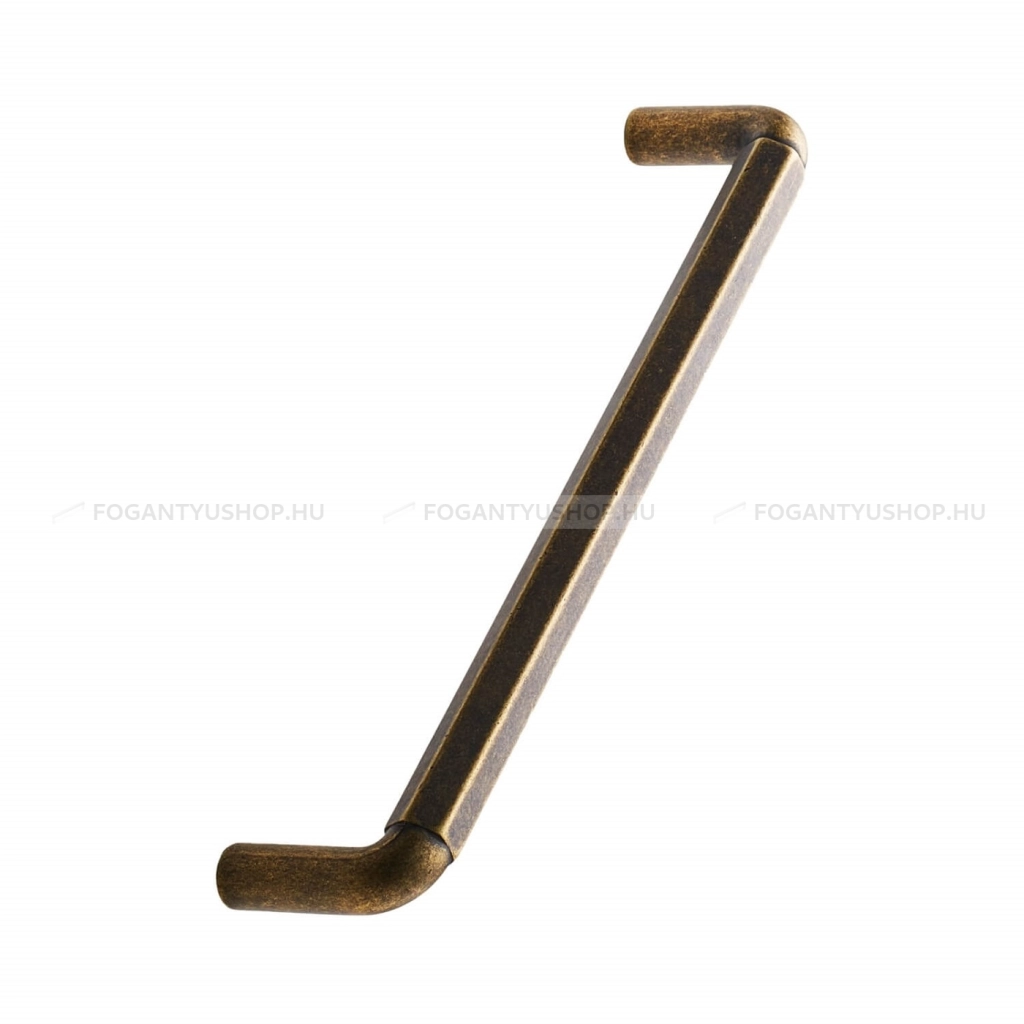 FURNIPART Bútor fogantyú - KIFUTO HEXA HANDLE 160 - furattáv 160 mm - Antik sárgaréz 39 - Zamak fém ötvözet - Klasszikus, vintage, antik fém bútorfogantyú