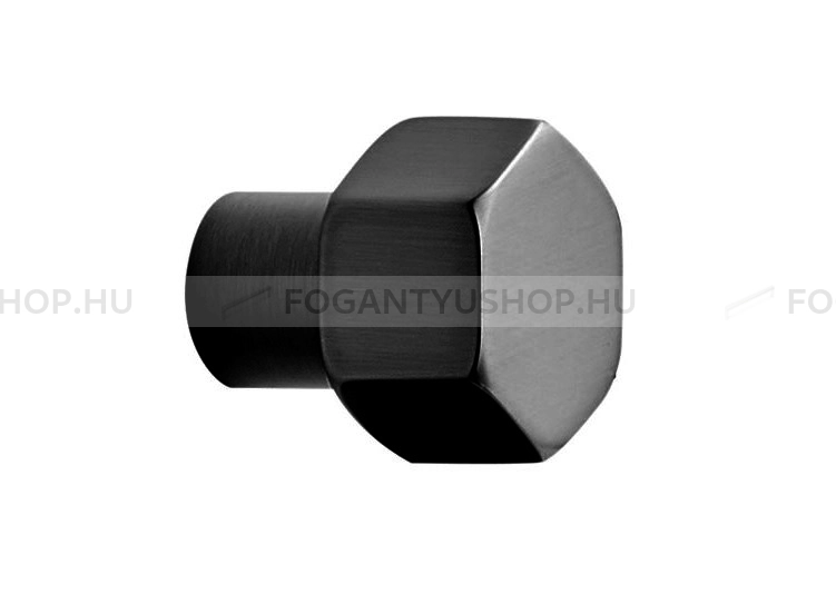 FURNIPART Bútorgomb - HEXA KNOB Festett - 1 furatos - Festett fekete BlackL - Zamak fém ötvözet - Színes fém gombfogantyú, bútorgomb
