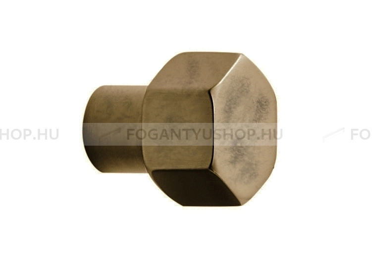 FURNIPART Gombfogantyú - HEXA KNOB - 1 furatos - Antik patina barna  - Zamak fém ötvözet - Színes fém gombfogantyú, bútorgomb