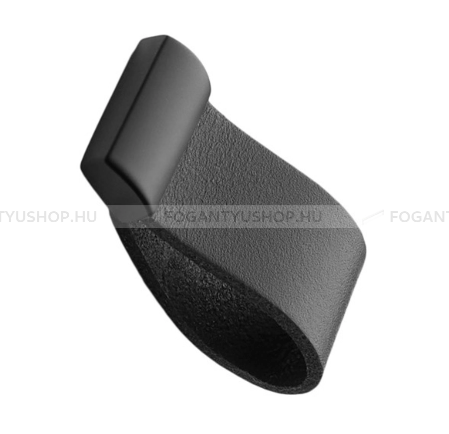 FURNIPART Fogantyú STRAP - Festett fekete - Fekete bőr  - Bőrrel kombinált fém bútorfogantyú
