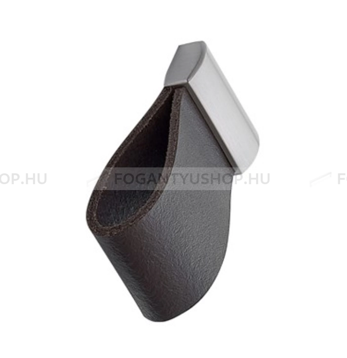 FURNIPART Bútor fogantyú - STRAP 16 - Szálcsiszolt - sötét barna 104/66 - Zamak fém ötvözet, Bőr - Bőrrel kombinált fém bútorfogantyú