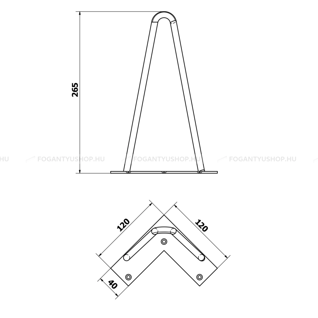 SAPHO ODETTA - Fix magasságú bútorláb, 2db - Matt fekete fém