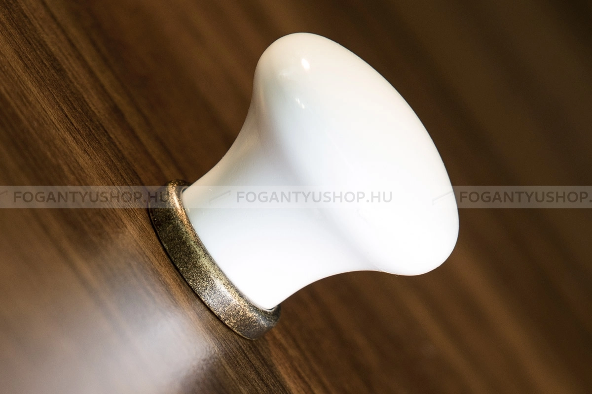 RUJZ DESIGN 118.30 - 1 furatos - Antik patina barna MsPatL, Fehér belo - Zamak fém ötvözet, Farmer szövet - Műanyaggal kombinált fém gombfogantyú, bútorgomb
