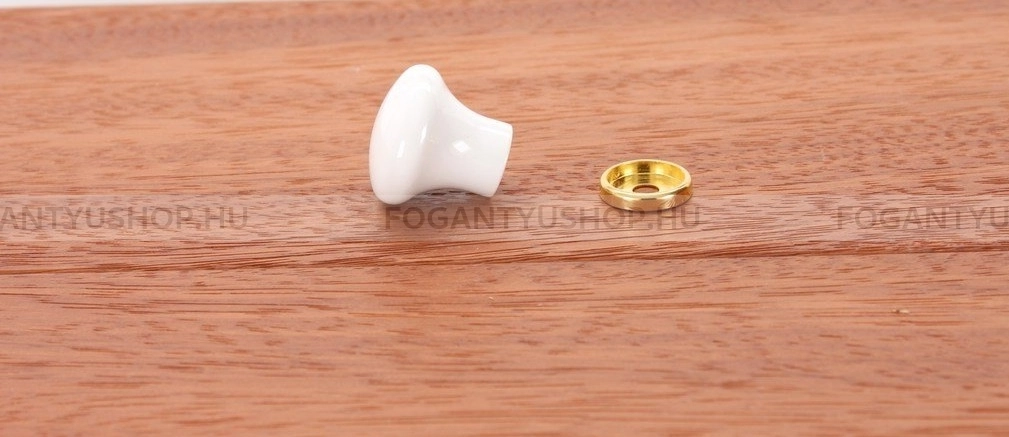 RUJZ DESIGN Fogantyú - 118.30 - Fényes arany - Fehér - Műanyaggal kombinált fém gombfogantyú, bútorgomb