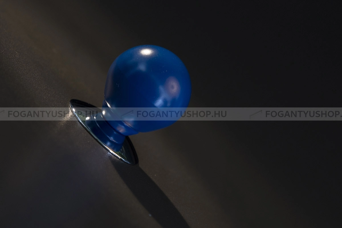 RUJZ DESIGN Fogantyú - 124.27 - Fényes króm - Sötétkék - Műanyaggal kombinált fém gombfogantyú, bútorgomb