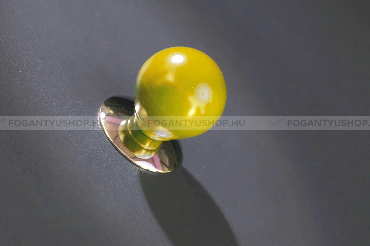 RUJZ DESIGN Fogantyú - 124.27 - Fényes króm - Sárga - Műanyaggal kombinált fém gombfogantyú, bútorgomb