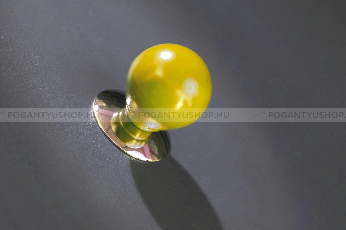 RUJZ DESIGN 124.27 - 1 furatos - Fényes króm Cr, Sárga  - Zamak fém ötvözet, Farmer szövet - Műanyaggal kombinált fém gombfogantyú, bútorgomb