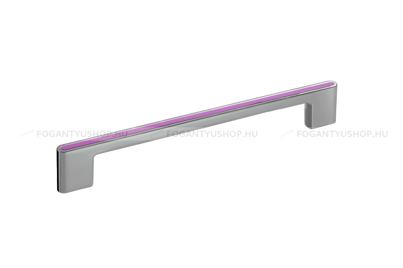 RUJZ DESIGN Fogantyú - 160 677.08 Barbi lila - furattáv 160 mm - Matt króm MCrL, Barbi lila vijola barby - Zamak fém ötvözet, Farmer szövet - Műanyaggal kombinált fém bútorfogantyú