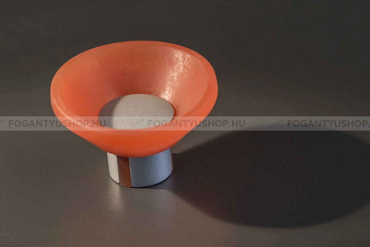 RUJZ DESIGN 842.30 Narancssárga - 1 furatos - Matt króm MCrL, Narancssárga oranzna1 - Zamak fém ötvözet, Farmer szövet - Műanyaggal kombinált fém gombfogantyú, bútorgomb