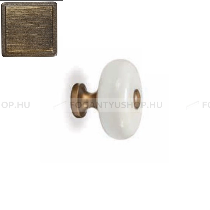 RUJZ DESIGN Fogantyú - 114.30 - Antik patina barna - Festett fehér - Műanyaggal kombinált fém gombfogantyú, bútorgomb