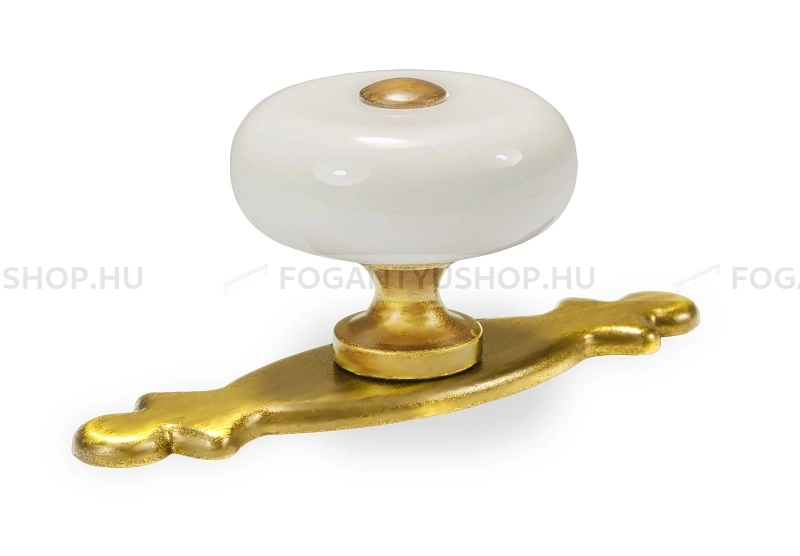 RUJZ DESIGN Fogantyú - 114.30 - Festett fehér - Fényes arany - Műanyaggal kombinált fém gombfogantyú, bútorgomb