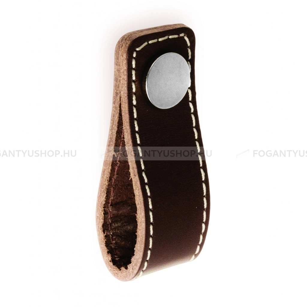 RUJZ DESIGN Bútorfogantyú - 855.25 Sötétbarna Cr Sötétbarna Cr Sötétbarna Cr Sötétbarna - Fényes króm Cr, Sötétbarna bőr  - Zamak fém ötvözet, Bőr - Bőrrel kombinált fém bútorfogantyú