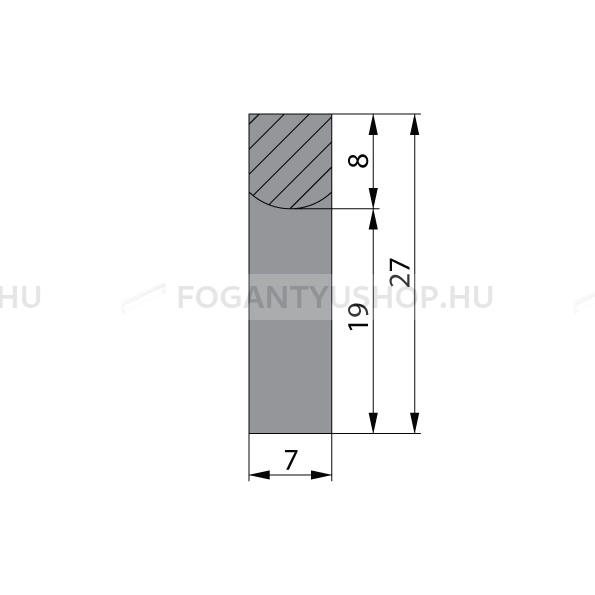 RUJZ DESIGN Fogantyú - 525.27 - Szálcsiszolt szürke - Több méretben gyártott színes fém bútorfogantyú 