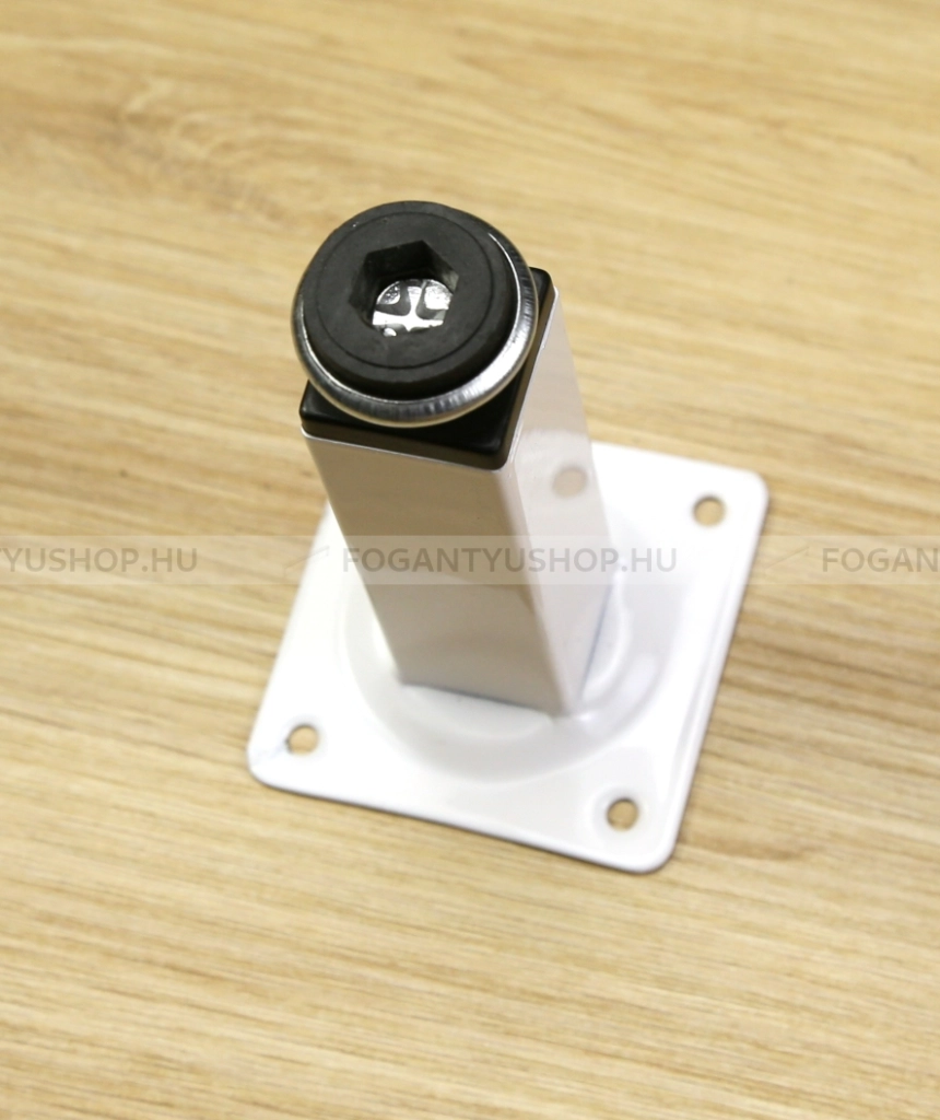 FS Állítható bútorláb - Szögletes, 10x2,5 cm - Fehér acél