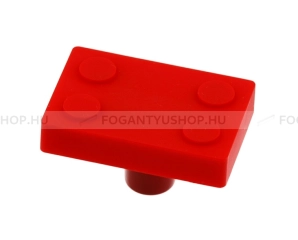 GTV Gyerek fogantyú LEGO kocka Gyerek fogantyú LEGO kocka - 1 furatos - UM-BLOCK-CZ - Piros - Gumi - Színes gyerekbútor fogantyú - 1 furatos - Piros - Gumi