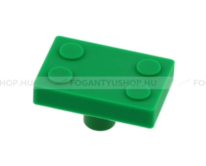 GTV Gyerek fogantyú LEGO kocka Gyerek fogantyú LEGO kocka - 1 furatos - UM-BLOCK-ZL - Zöld - Gumi - Színes gyerekbútor fogantyú - 1 furatos - Zöld - Gumi